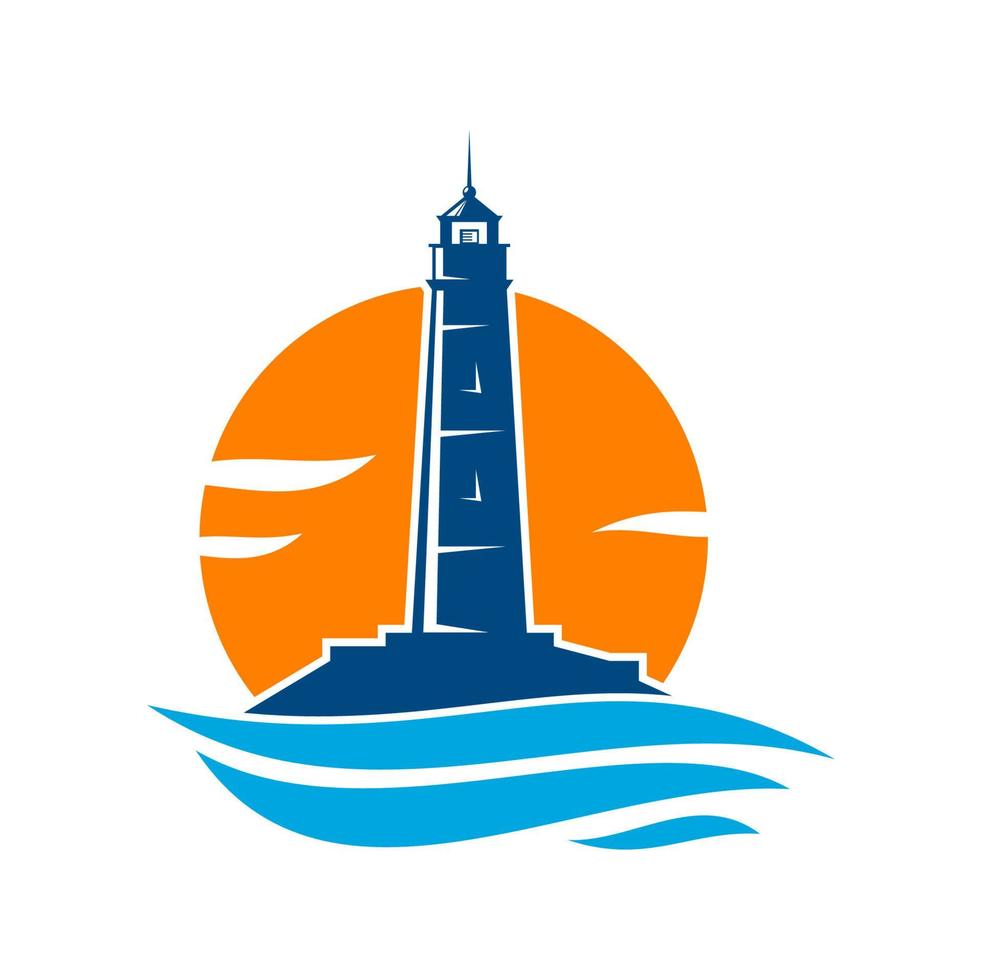 Lighthouse or beacon tower silhouette vector icon