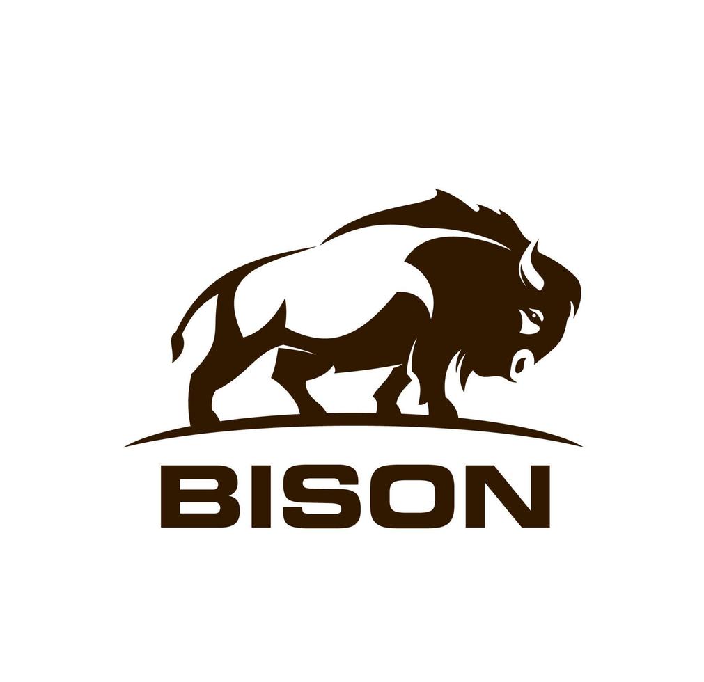 Bison buffalo symbol, vector icon with wild bull