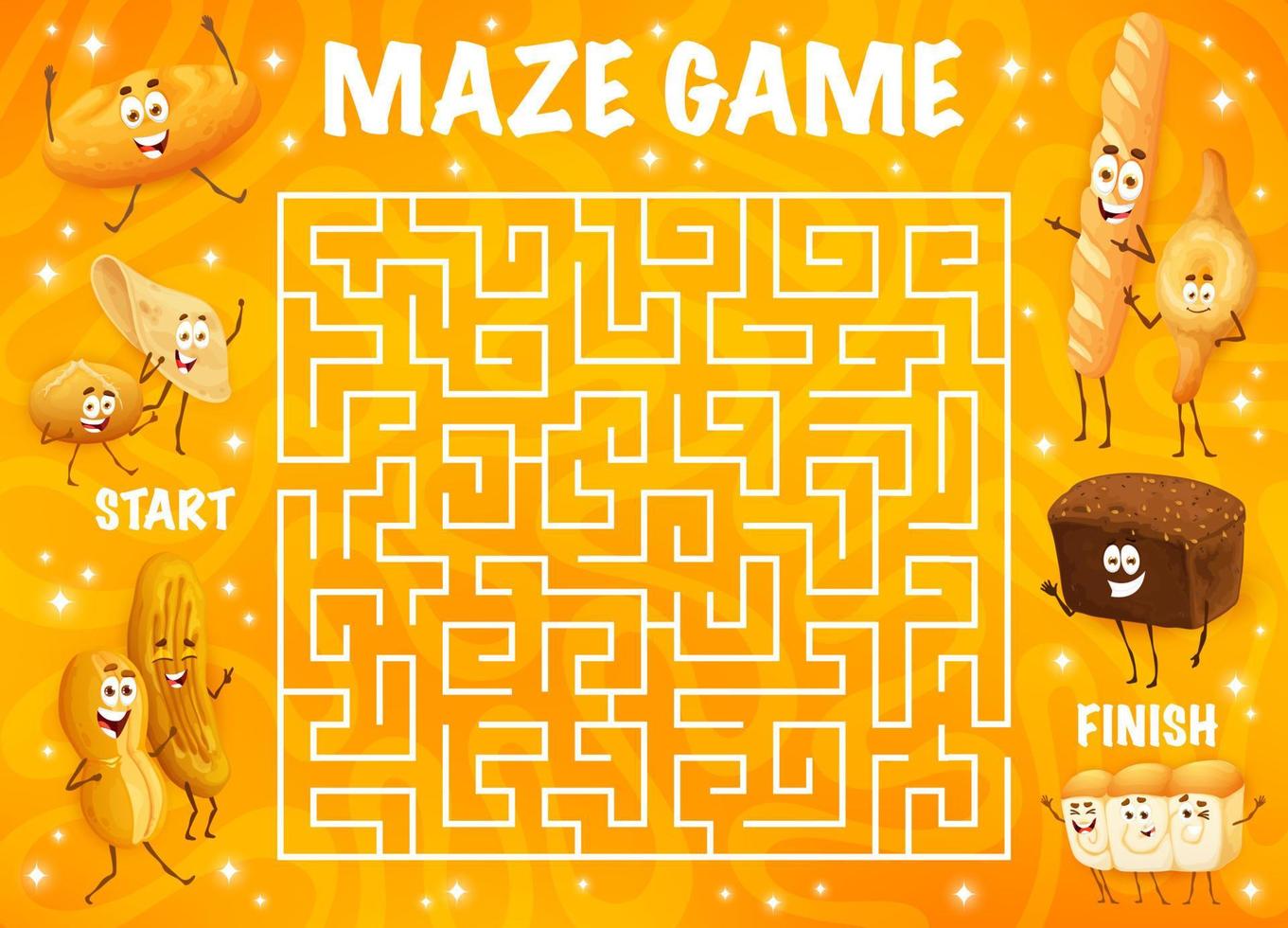 Labyrinth maze with bakery and pastry characters vector