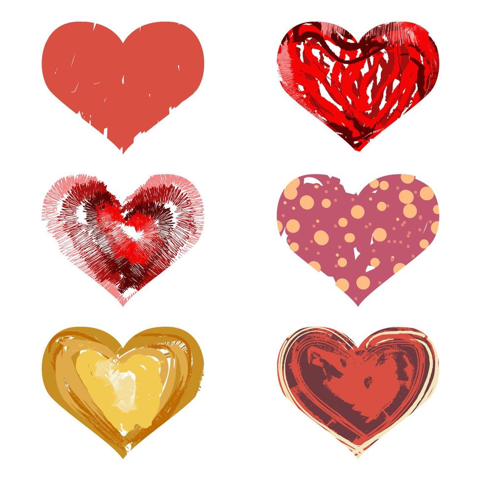 Collection of hand drawn abstract heart symbols vector