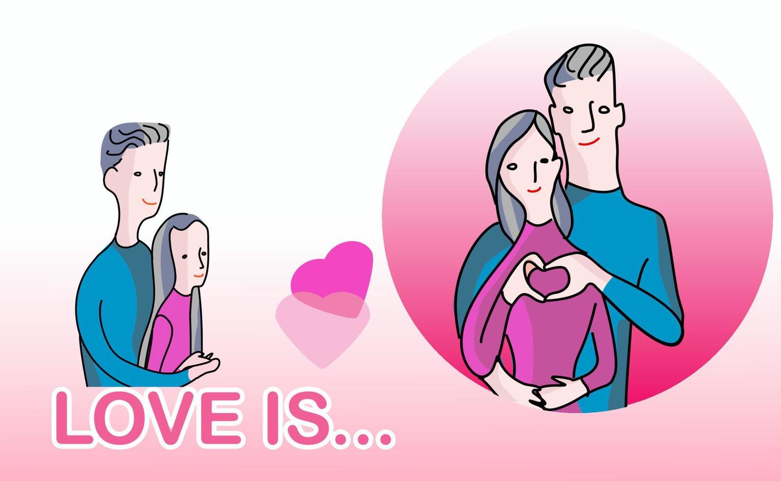 Romantic couple illustration, love story theme. Couple in love. Lifestyle concept for card or valentines vector