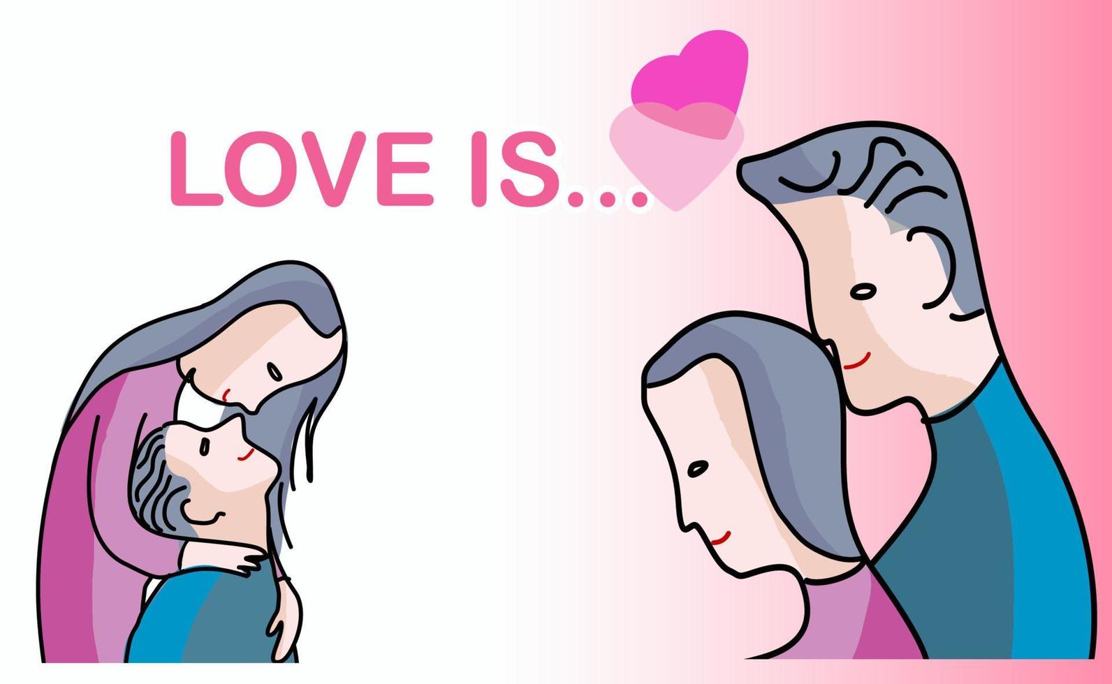 Romantic couple illustration, love story theme. Couple in love. Lifestyle concept for card or valentines vector