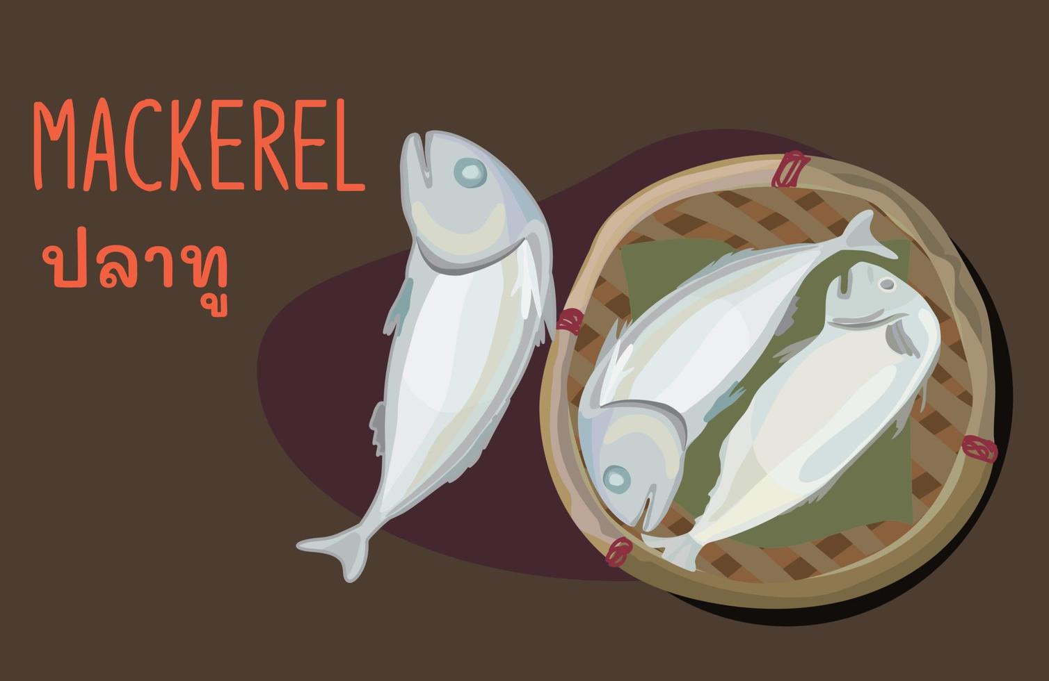 Thai food streamed mackerel fish in the basket thai food vector