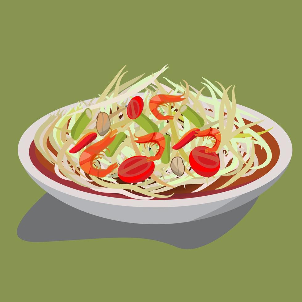 Thai food Somtum Thai food papaya salad vector