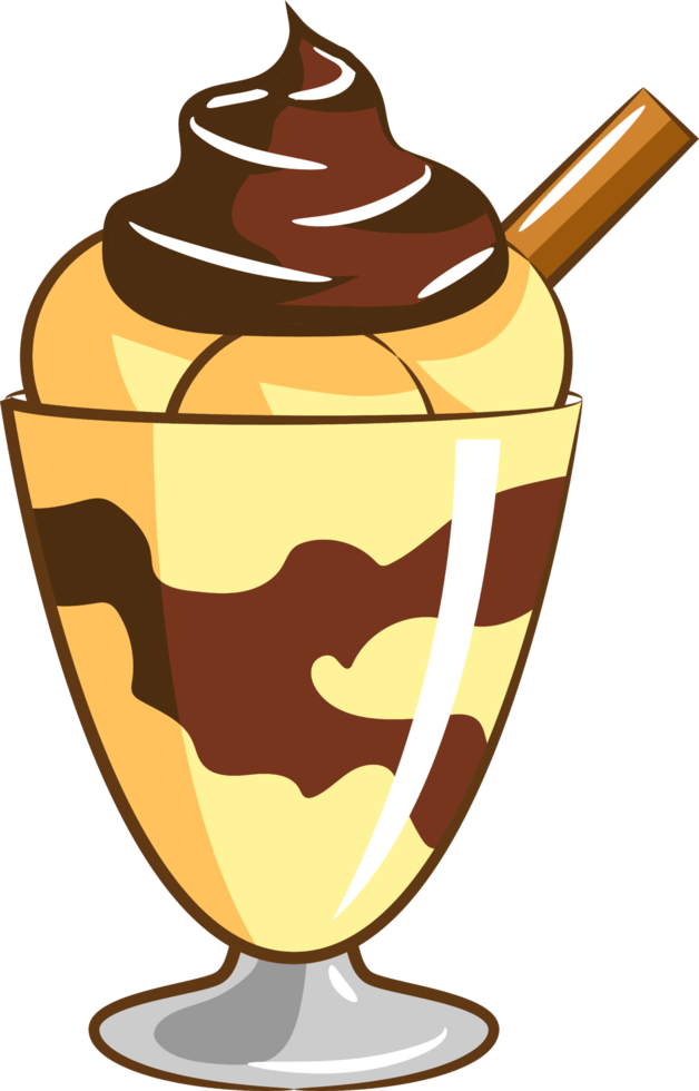 sundae de sorvete de chocolate png design de clipart gráfico