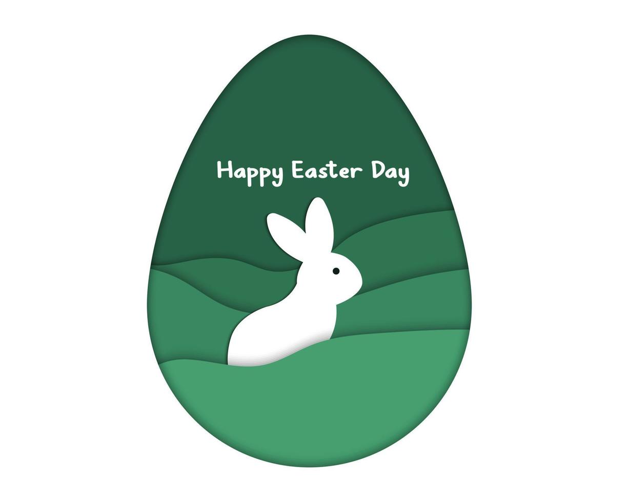 Happy Easter Day Egg And Bunny Papercut vector