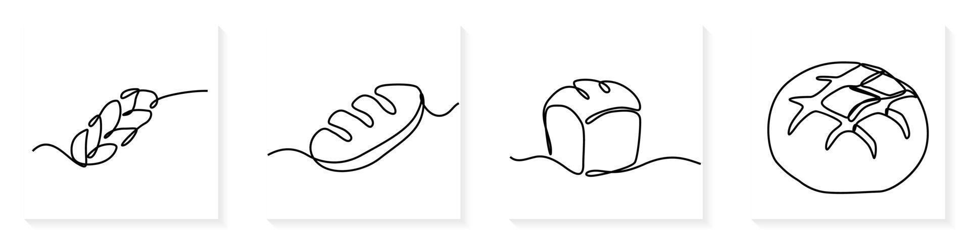 Single continuous line drawing of stylized sweet fresh bake bakery pastry in minimal continuous one line vector