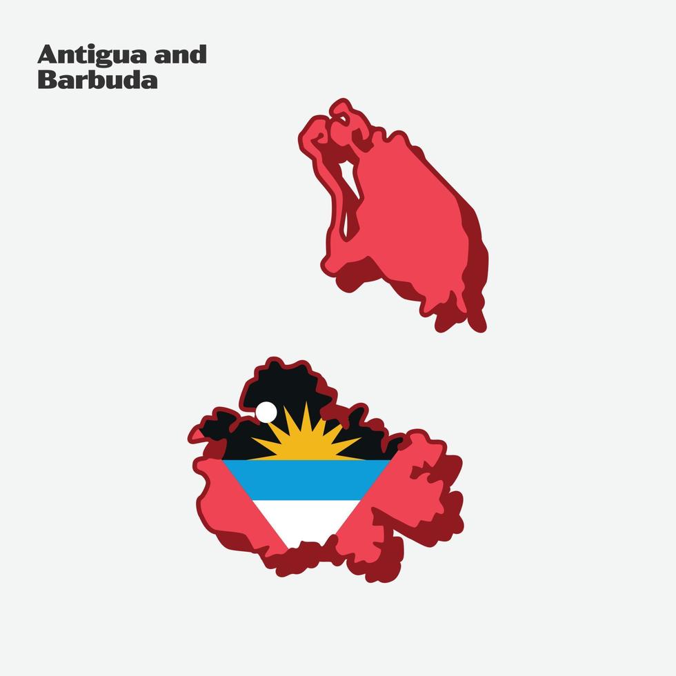 Antigua and Barbuda Nation Country Flag Map Infographic vector