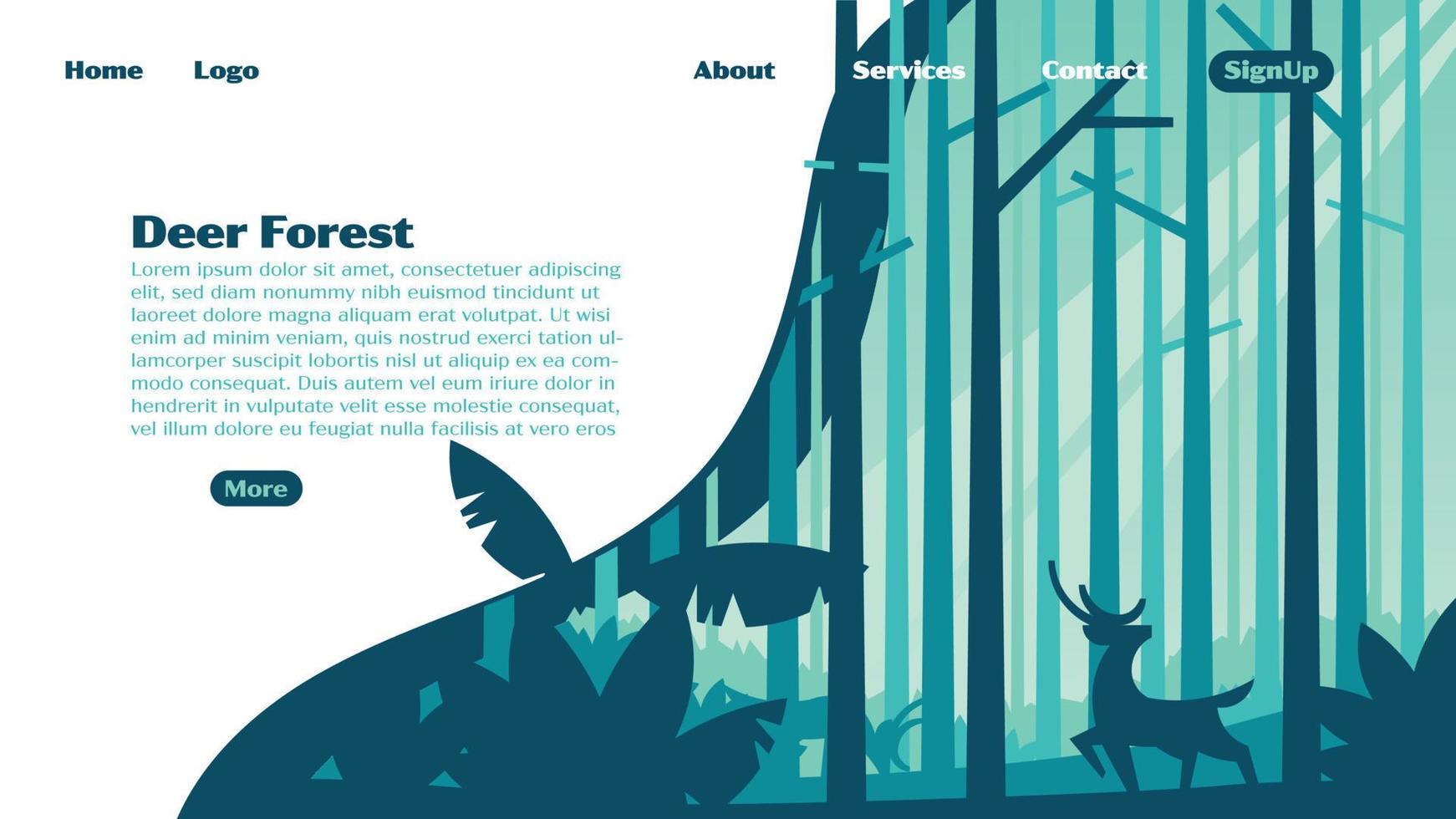 Deer Forest Landing Page vector