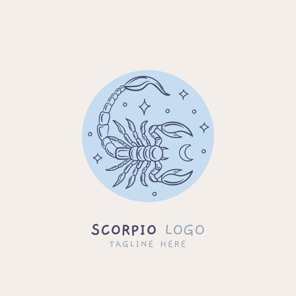Scorpio hand drawn line logo vector