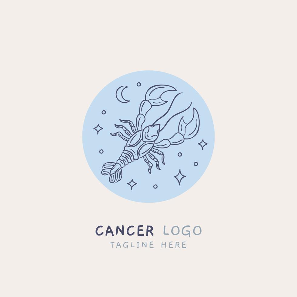 Cancer hand drawn line logo vector