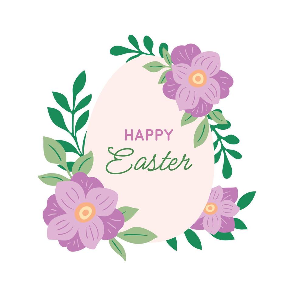 Easter spring illustration with flowers and egg vector