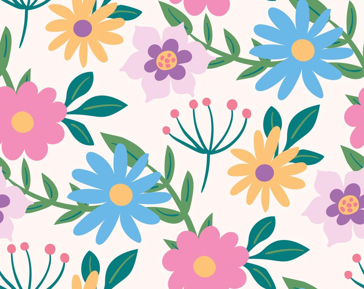 Spring floral colorful seamless pattern vector