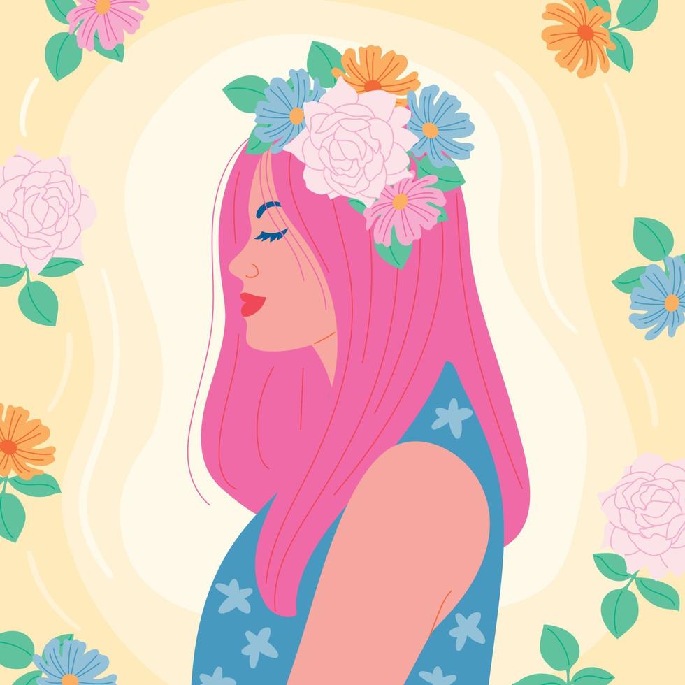 primavera niña ilustración vector