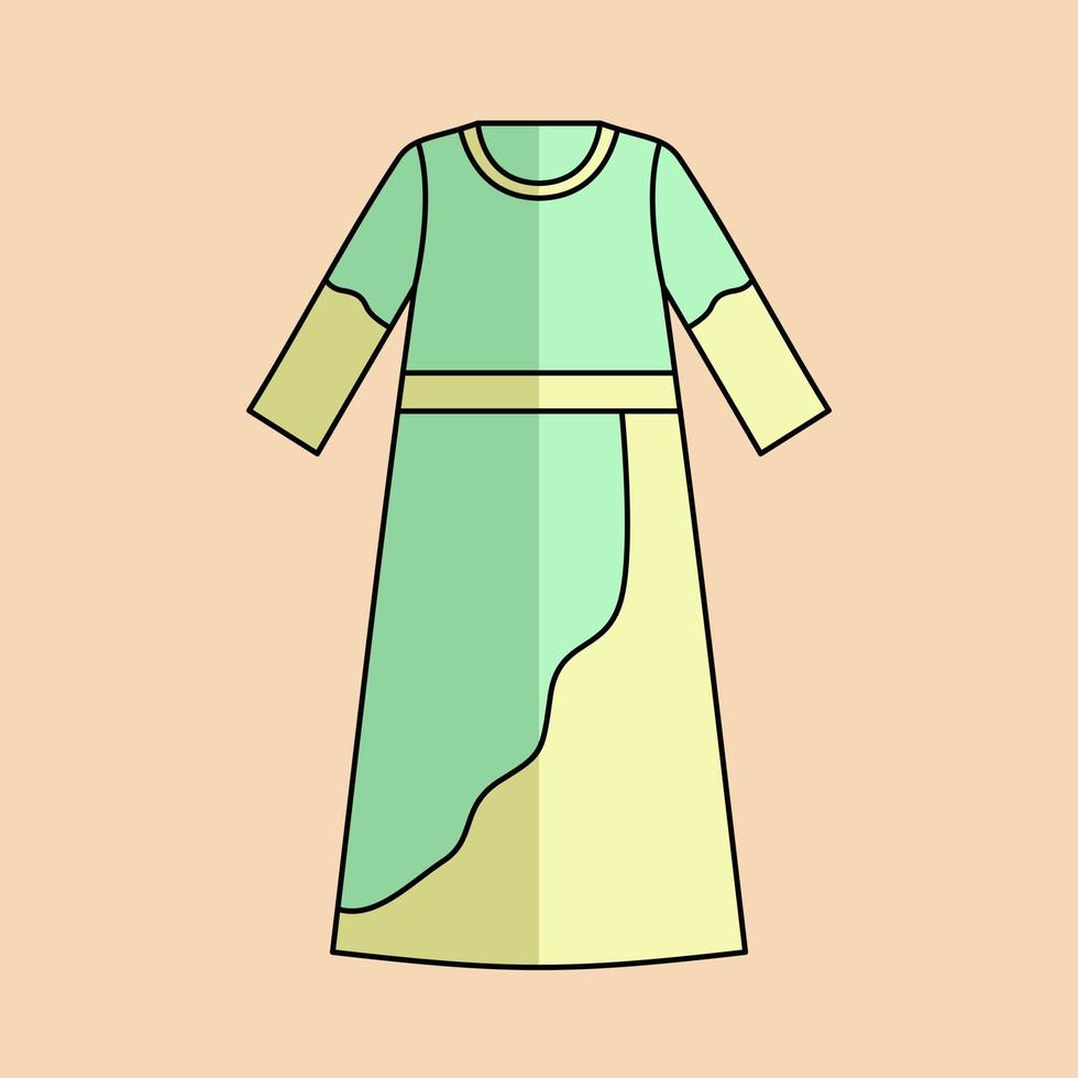 Illustration of a Muslim woman's dress in pastel colors vector