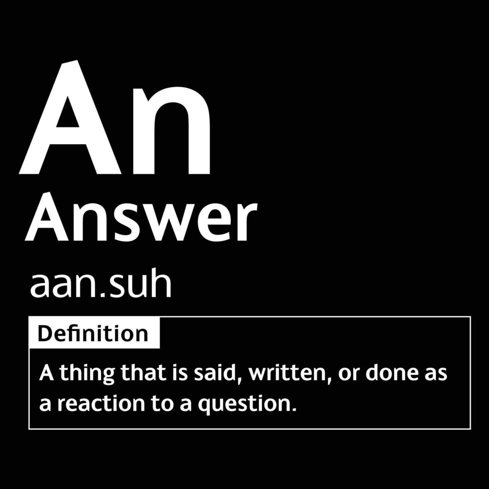 Answer English Word definition digital print design for t-shirts and wall art poster vector illustration