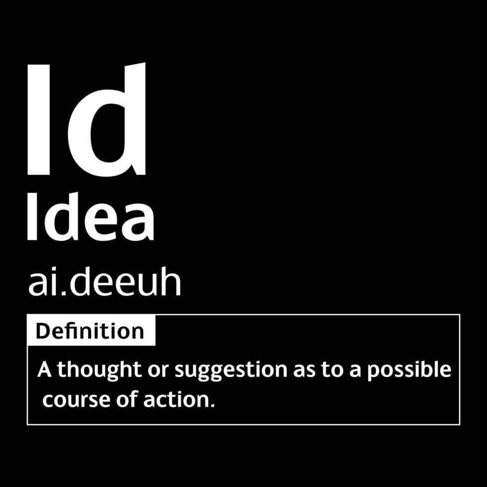 Idea English Word definition digital print design for t-shirts and wall art poster vector illustration