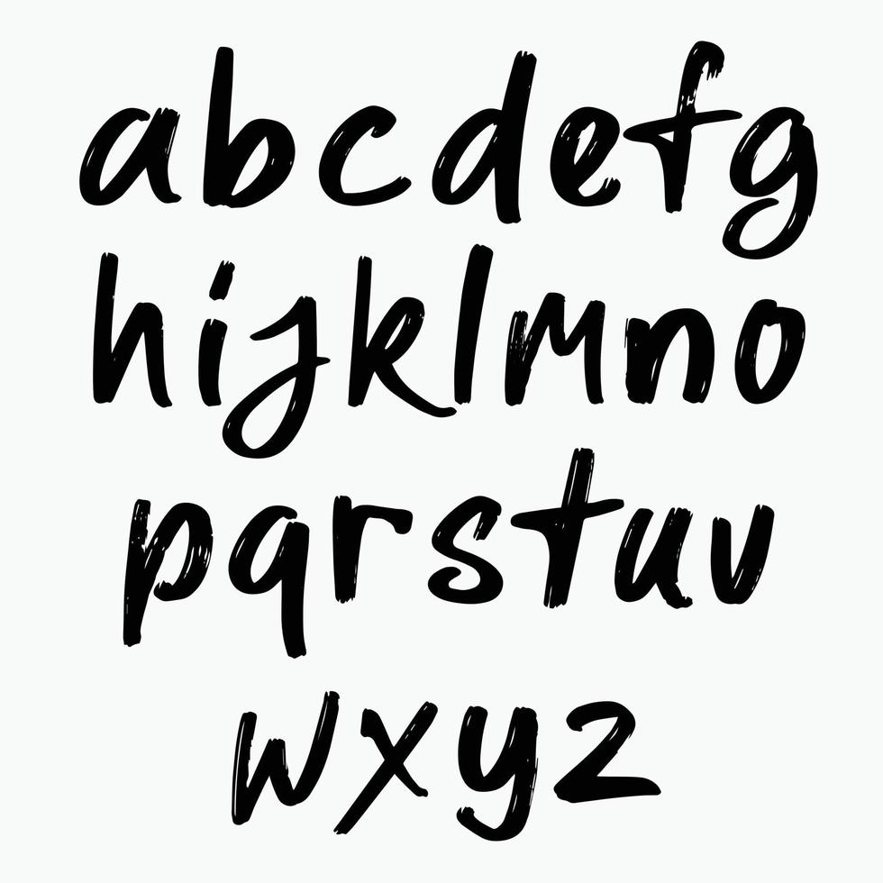 Brush lettering English alphabets vector illustration