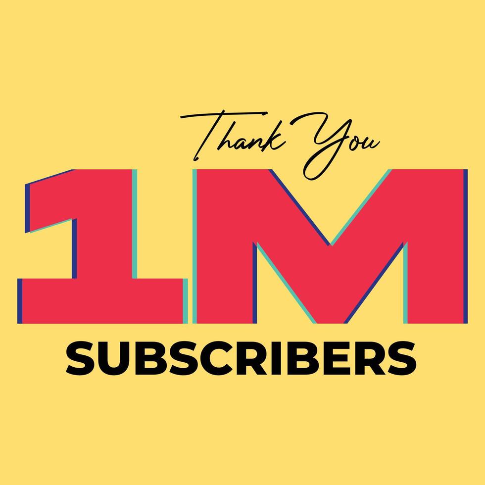 1M subscribers celebration greeting banner vector illustration