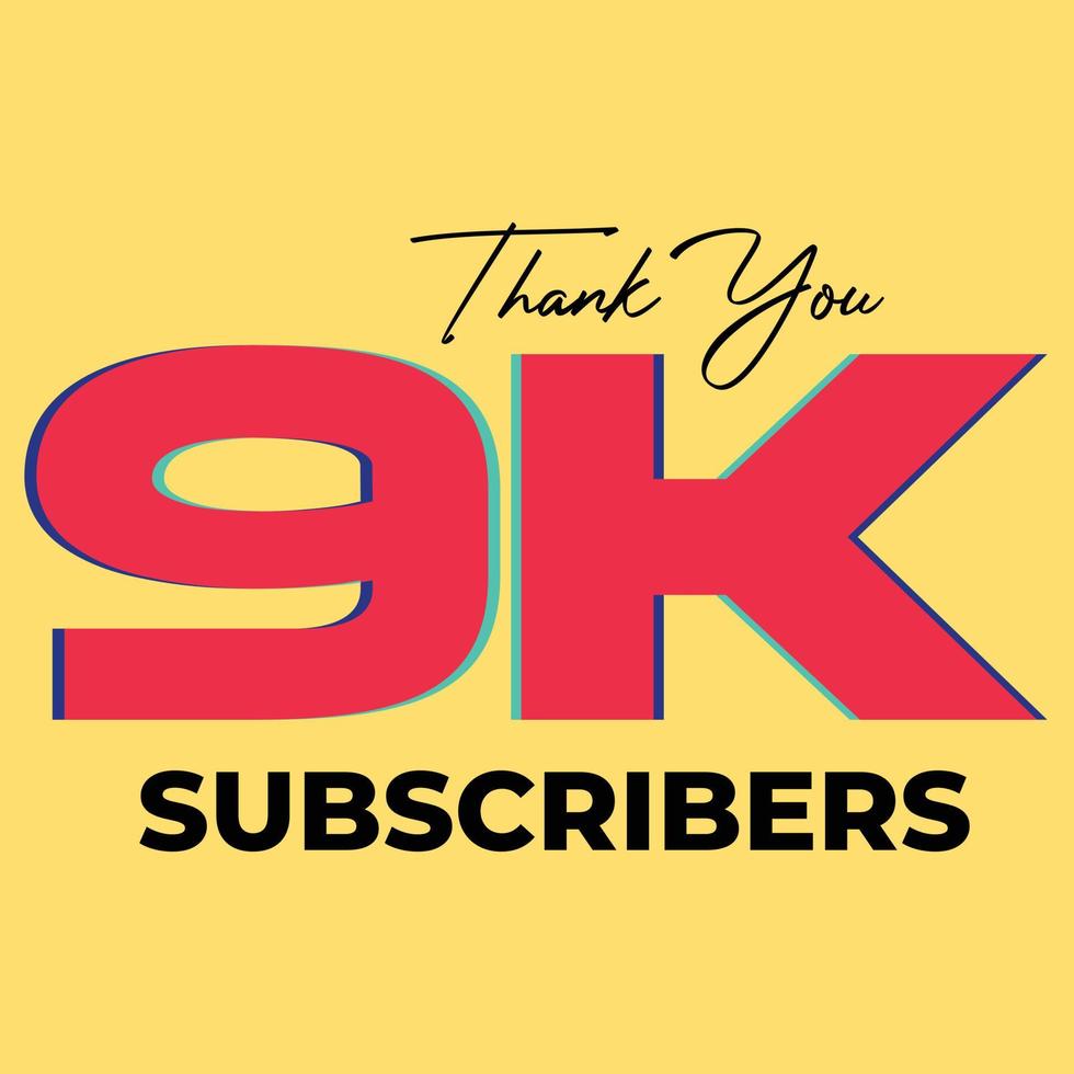 9K subscribers celebration greeting banner vector illustration