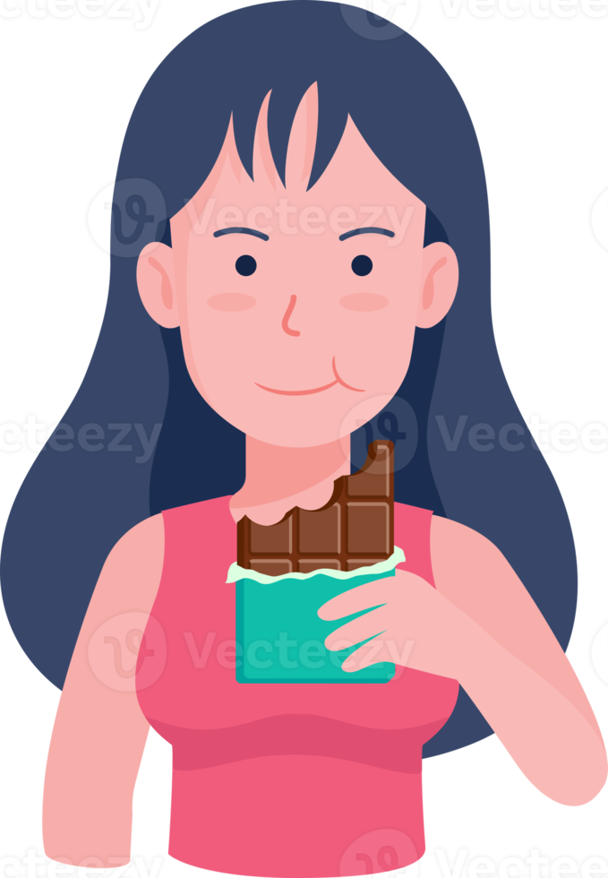 woman eating chocolate png