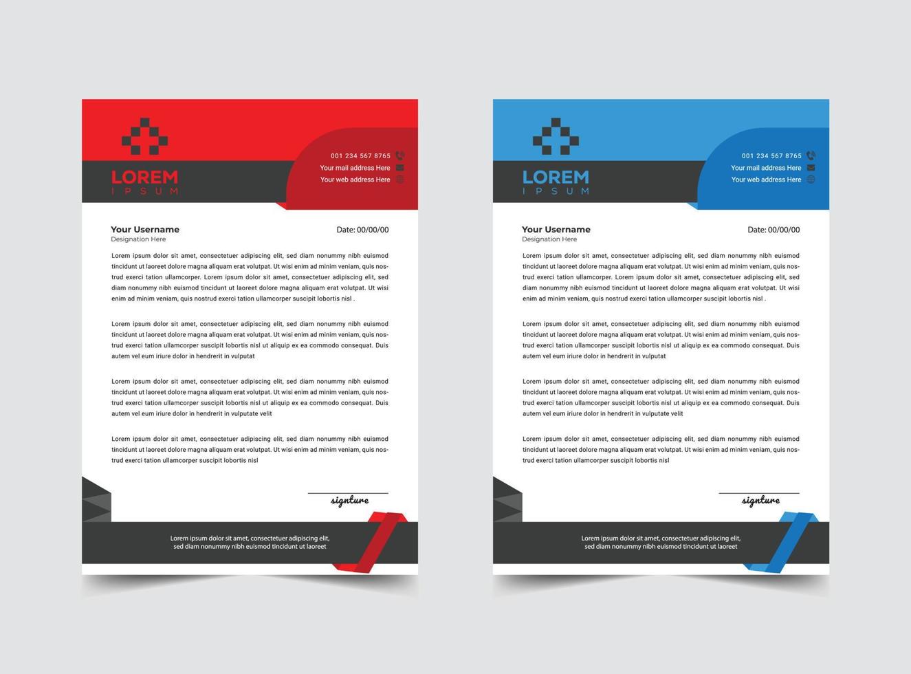 Professional letterhead template design vector illustration