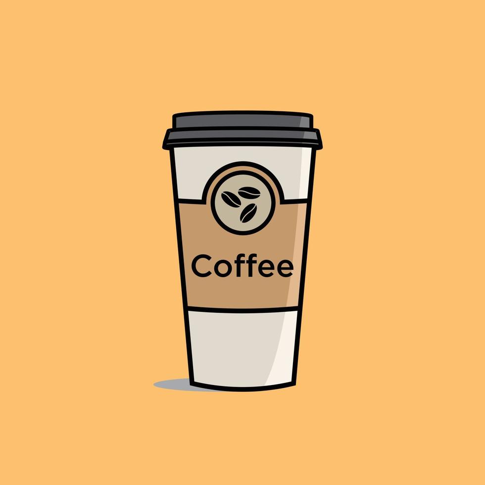 Ilustración de vector de taza de café aislado sobre fondo. taza de café de plástico con café caliente en estilo plano.