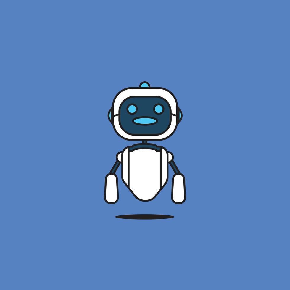 Cute Robot Vector Icon Illustration. Techology Robot Icon Concept Isolated Premium Vector. Flat Cartoon Style