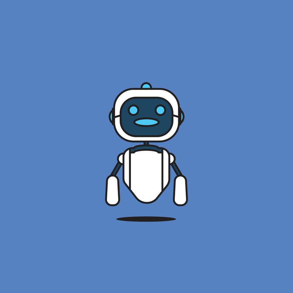 Cute Robot Vector Icon Illustration. Techology Robot Icon Concept Isolated Premium Vector. Flat Cartoon Style