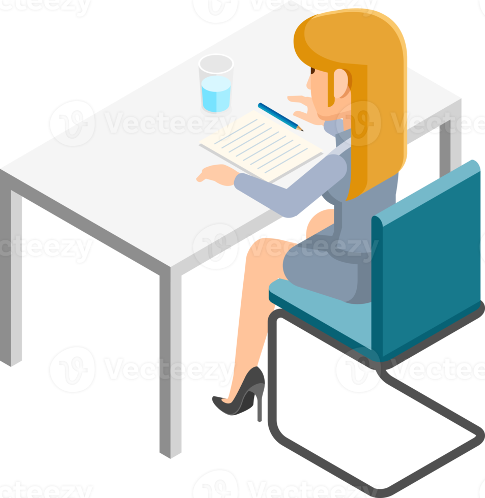 Business woman working isometric png