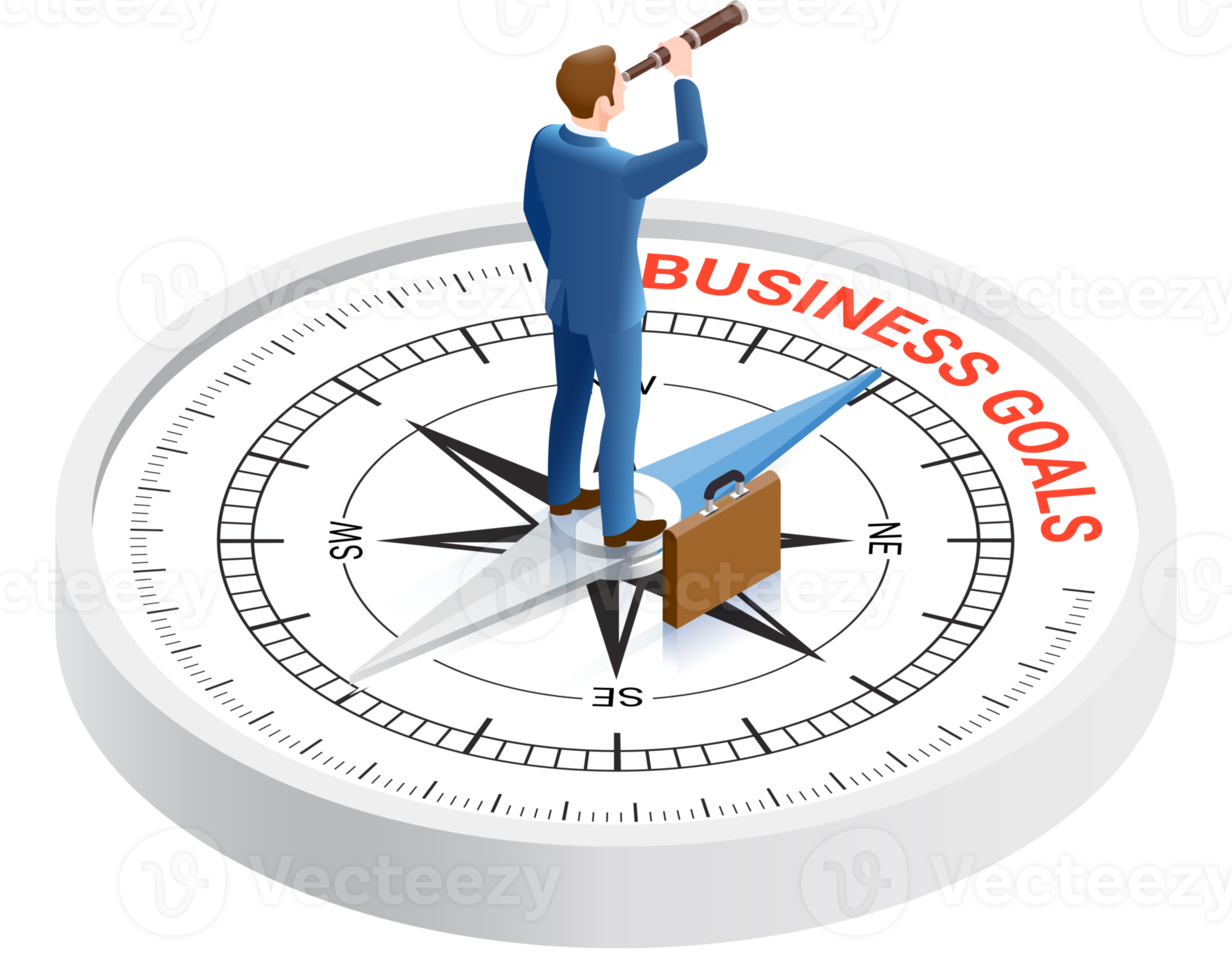 Businessman stand compass png