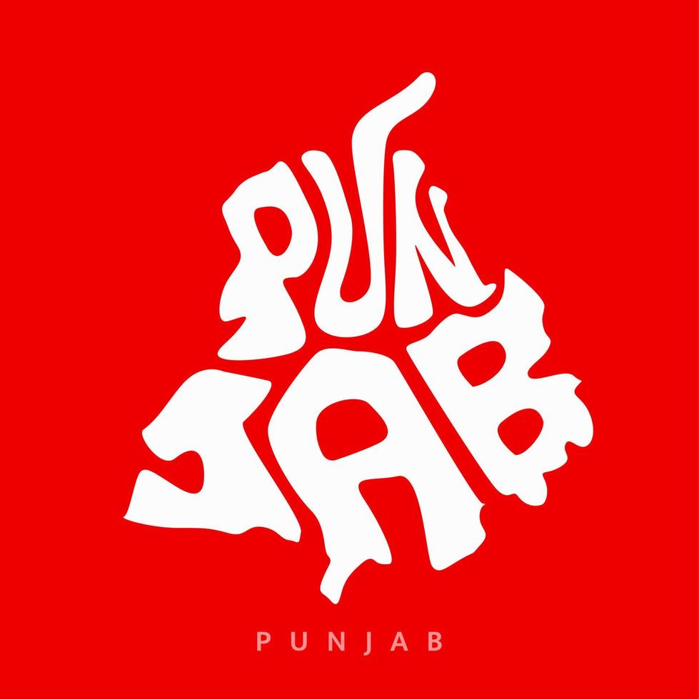 Punjab map with Punjab name in English letters. Punjab map typography. indian state punjab lettering. vector