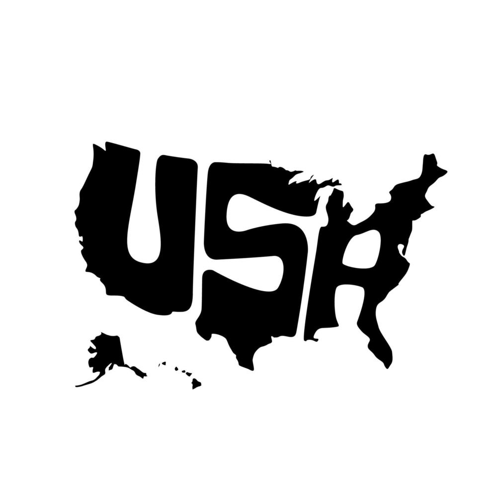 USA map typography. USA map lettering on blue round.. vector