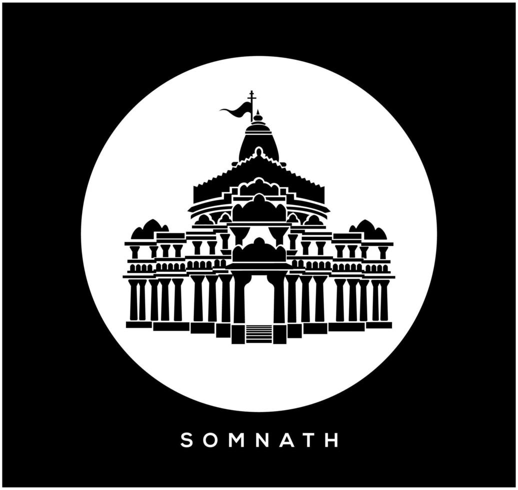 lord shiva Somnath temple vector icon. Somnath temple, Gujarat icon.