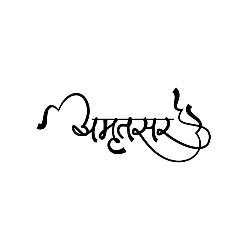 Amritsar city in Calligraphic Expression. vector