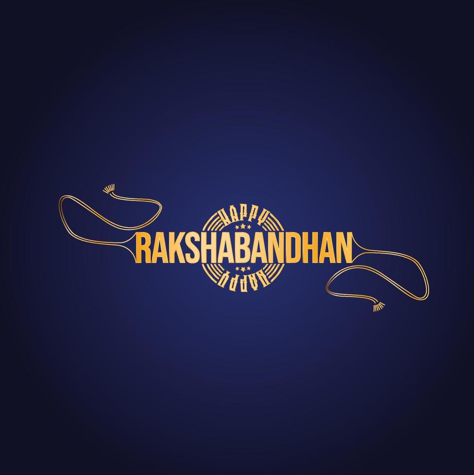 Happy Raksha Bandhan written in golden rakhi shape. vector