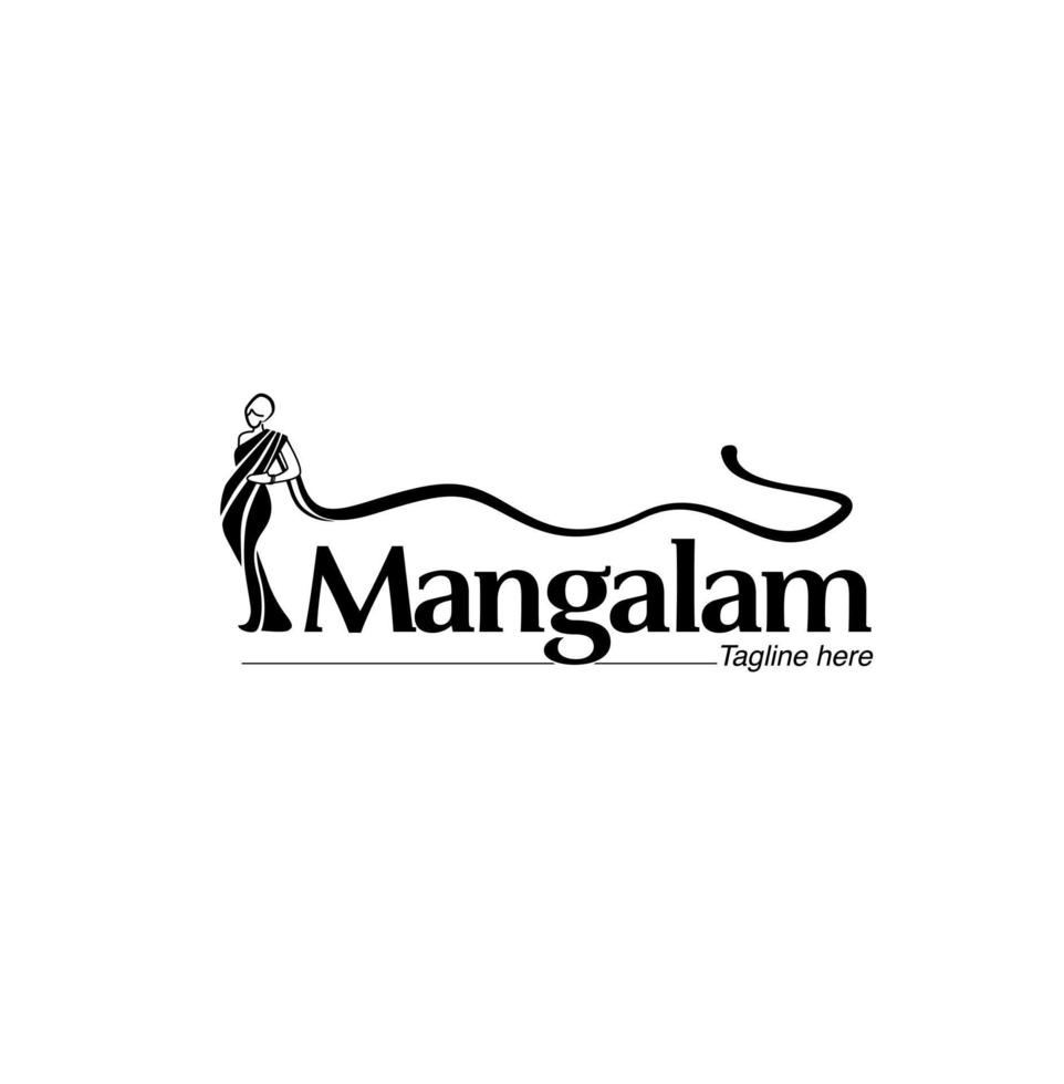 mangalam saris logo con mujer cifra. mangalam logo. vector