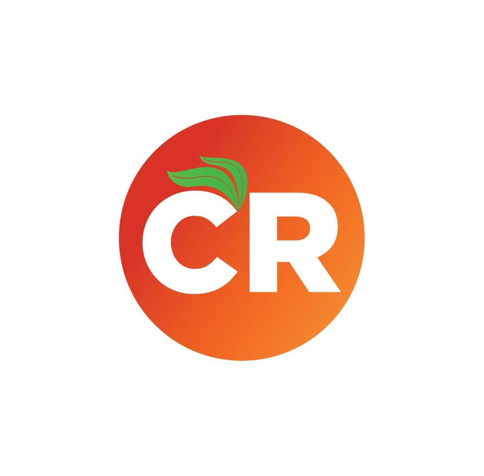 Letter CR with Green leaves. CR monogram vector