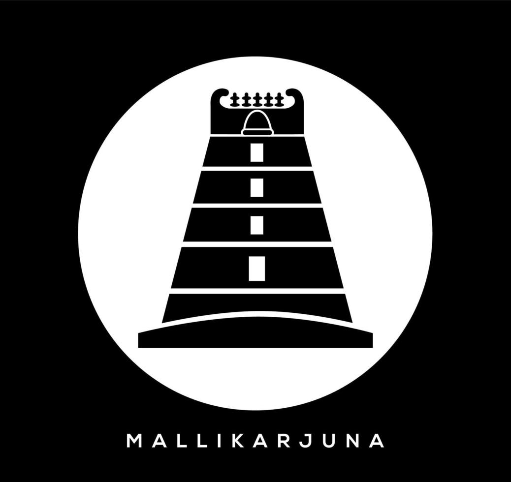 lord shiva Mallikarjuna Jyotirlinga temple vector icon. Mallikarjuna  temple symbol.