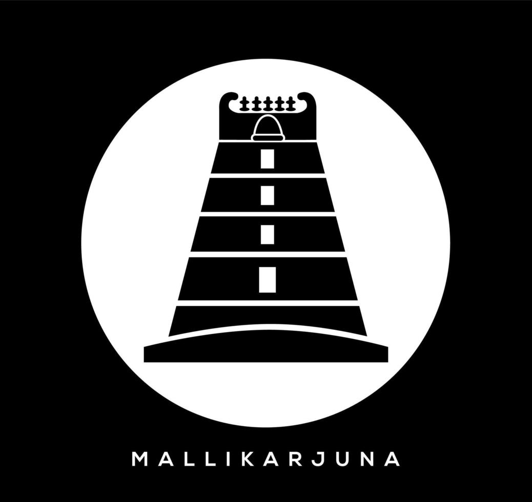 señor shiva mallikarjuna jyotirlinga templo vector icono. mallikarjuna templo símbolo.