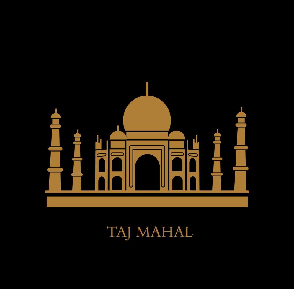 Taj Mahal vector icon in golden color. Taj Mahal building graphic symbol.