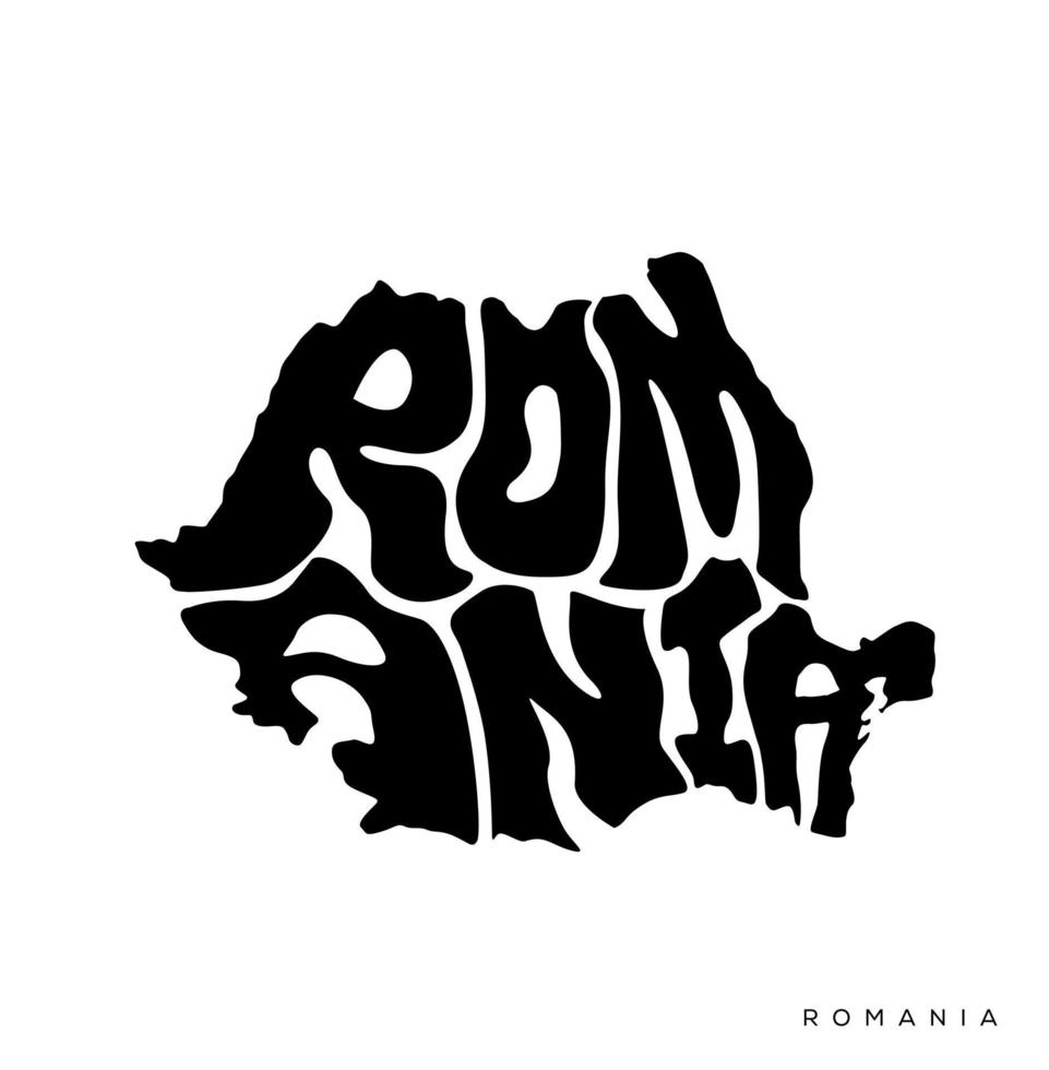 Romania map lettering vector. Romania typography map. vector