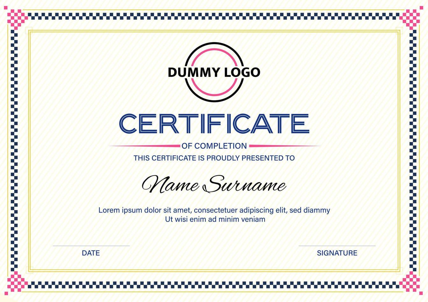 Dummy certificate template in vector. High Education certificate. vector