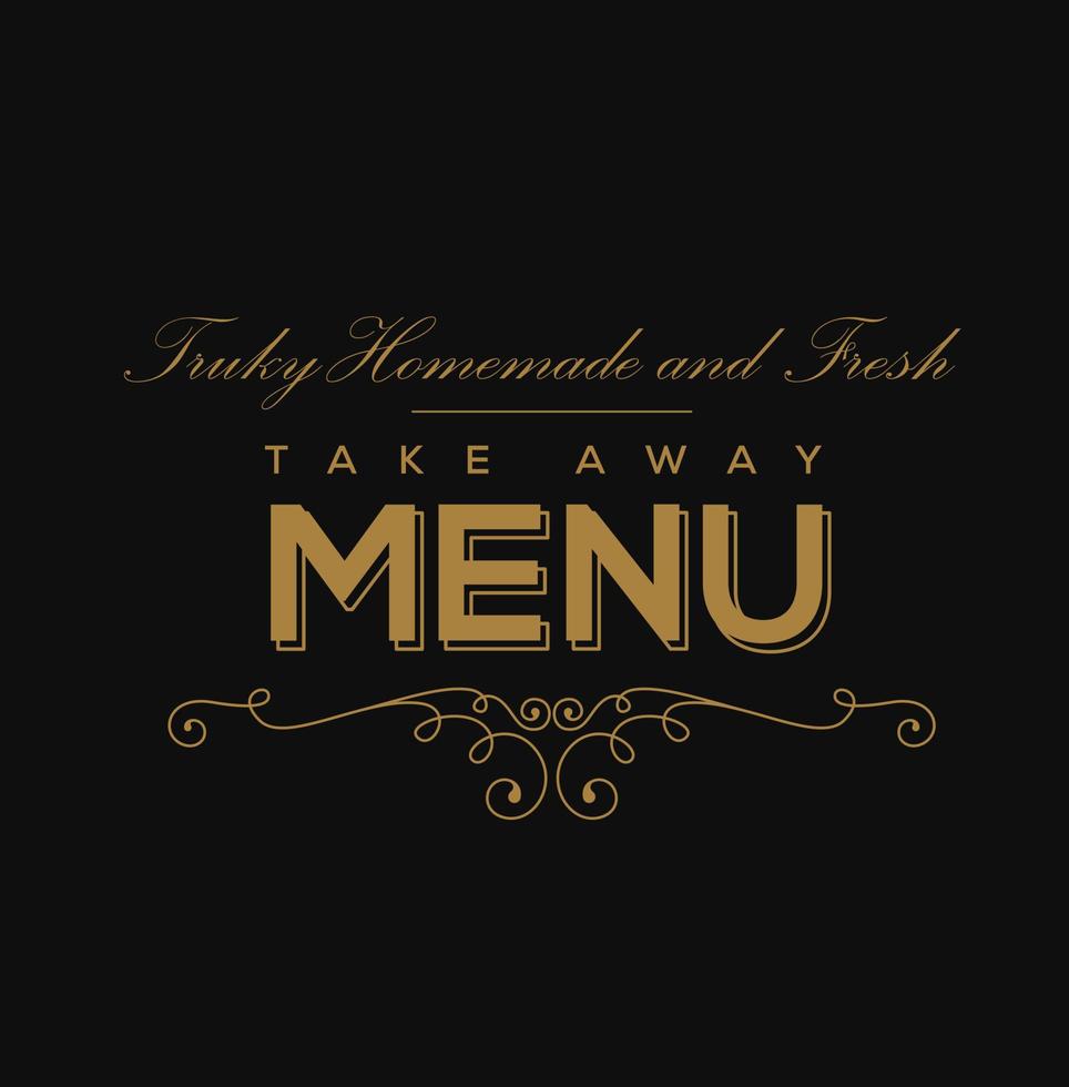 Take away menu title typography. vector