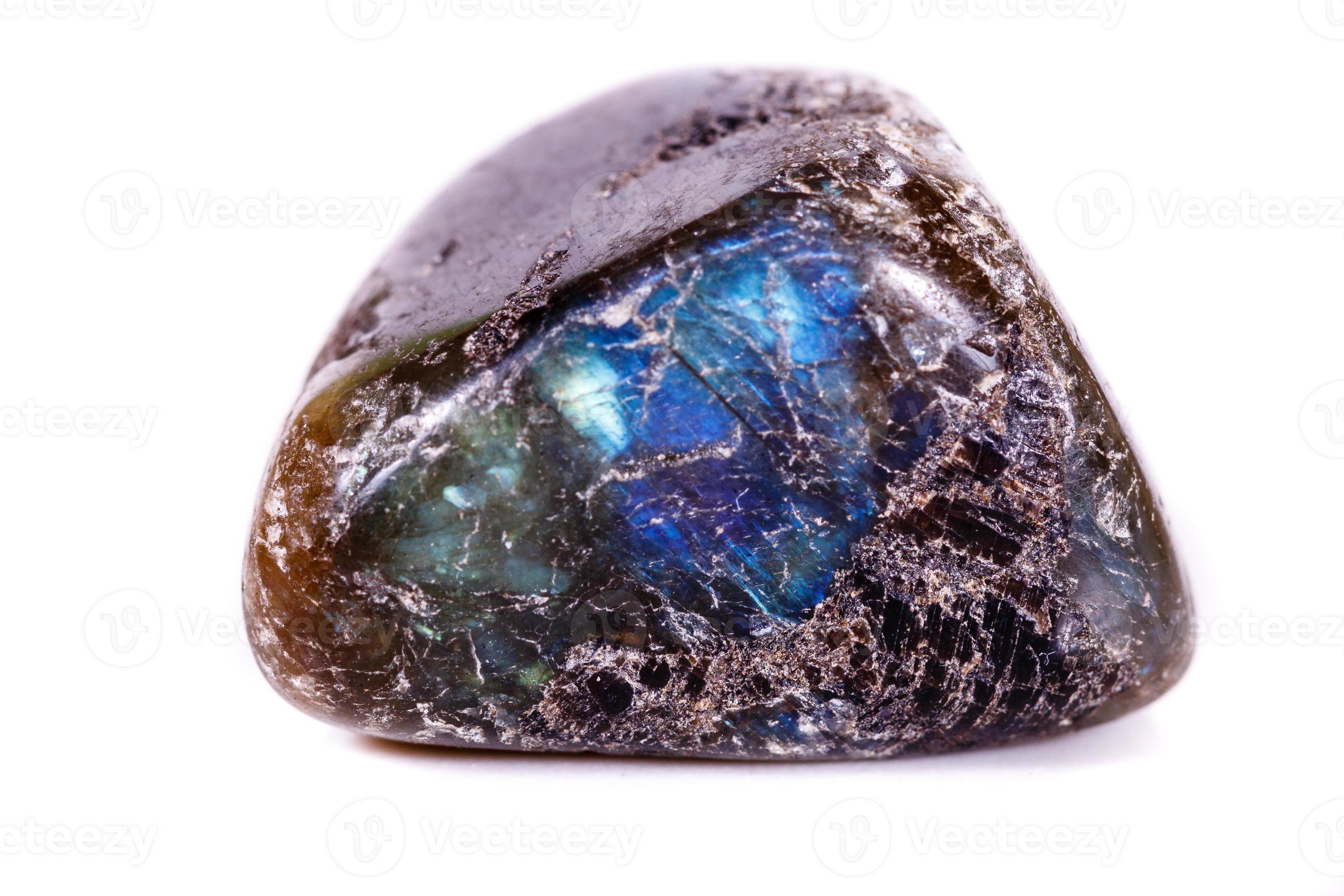 Macro mineral stone Labradorite on white background 19620723 Stock