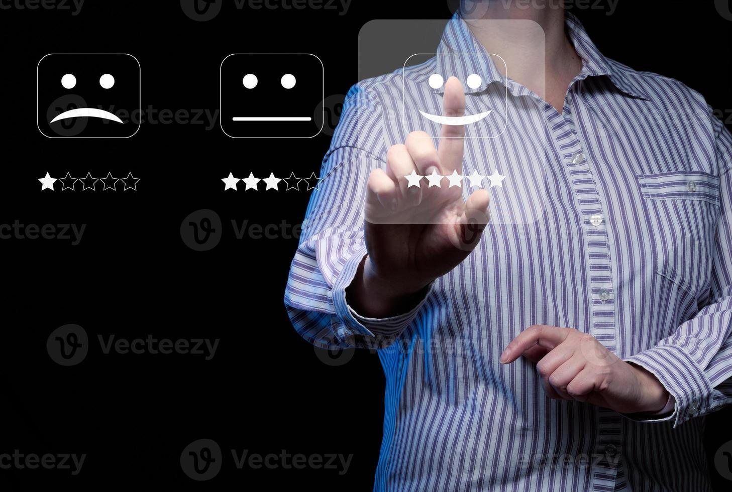 user reviews and business performance evaluation. Rating of products and services photo