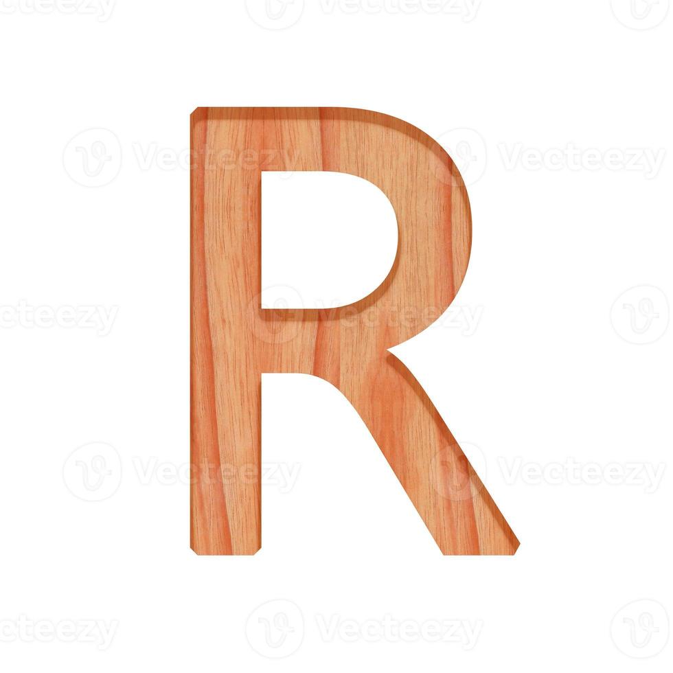 de madera letra modelo hermosa 3d aislado en blanco fondo, diseño alfabeto r foto