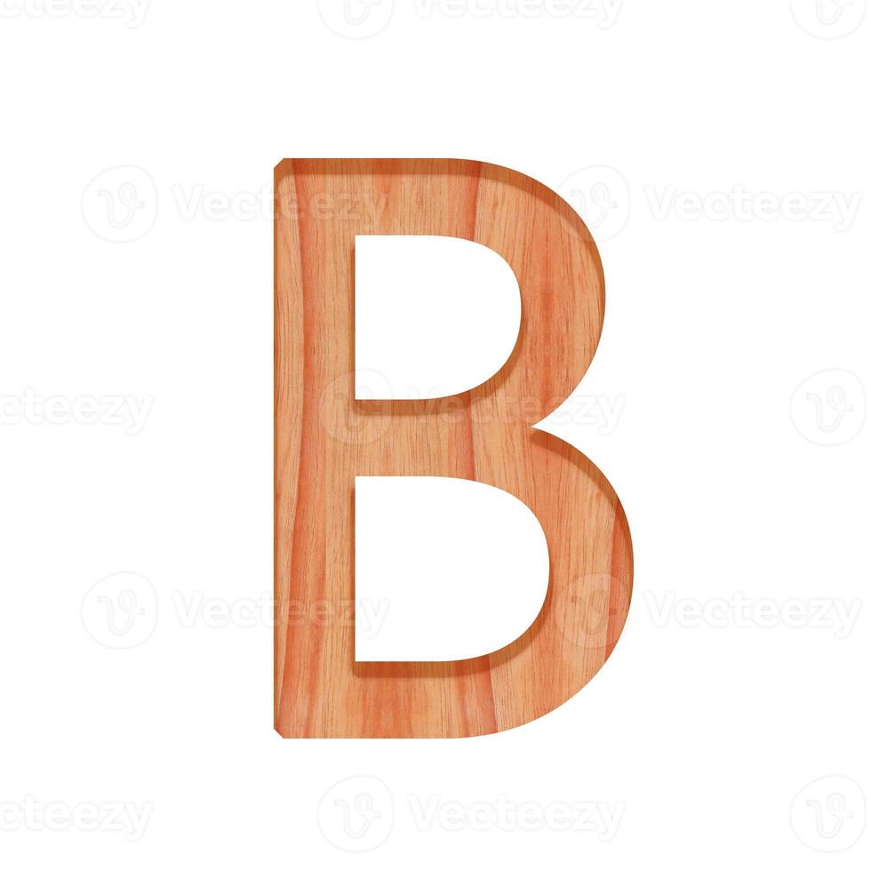 wooden vintage alphabet letter pattern beautiful 3d isolated on white background, capital letter B photo