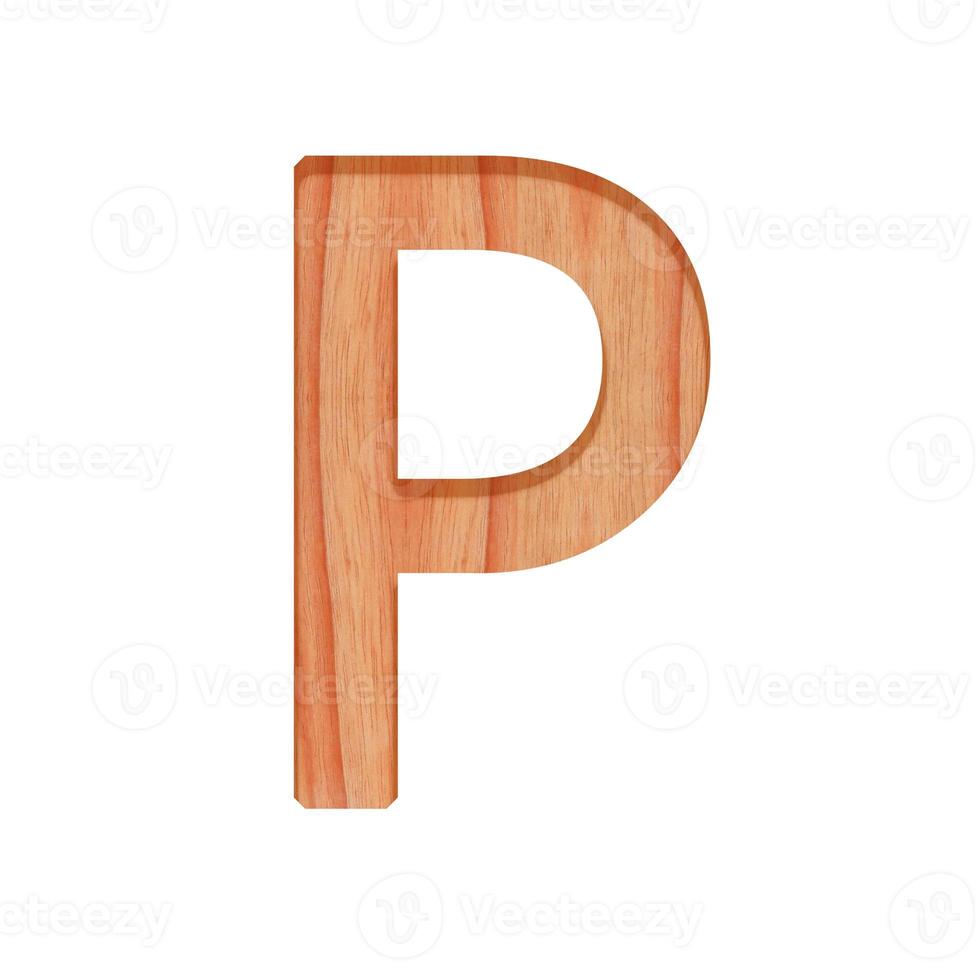 de madera letra modelo hermosa 3d aislado en blanco fondo, diseño alfabeto pags foto