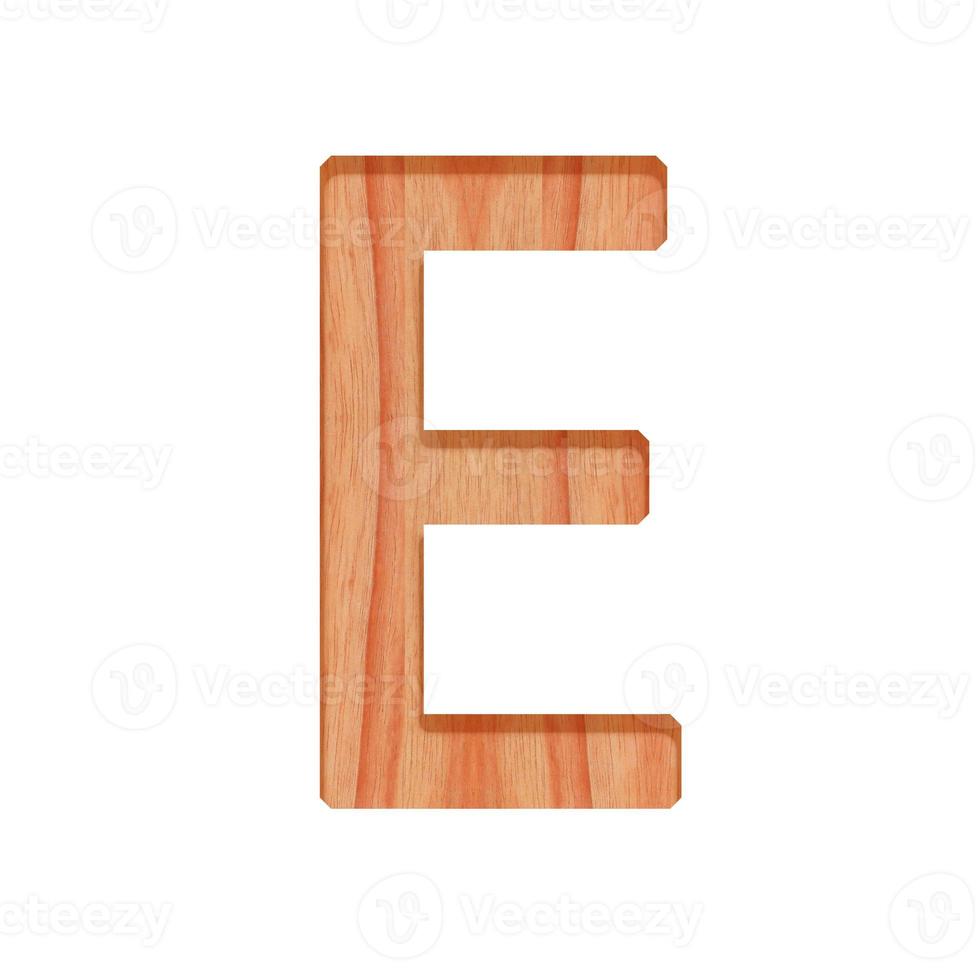 wooden vintage alphabet letter pattern beautiful 3d isolated on white background, capital letter E photo